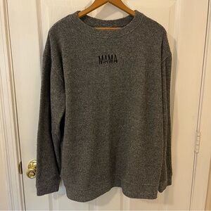 Boxercraft MAMA Crew Neck Pullover Sweatshirt Women’s Size L Gray Casual Fleece